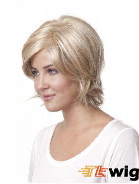 10 inch Blonde Chin Length Layered Straight Discount Lace Wigs
