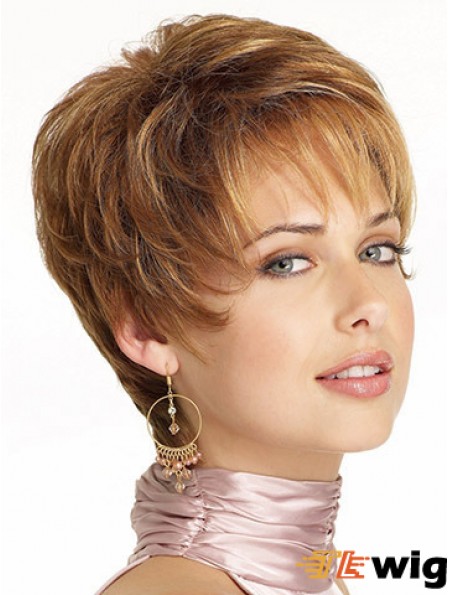 Popular Brown Cropped Wavy Boycuts Lace Front Wigs
