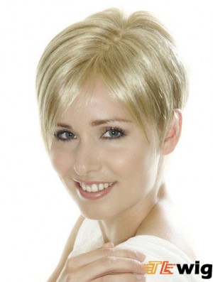 Soft Blonde Cropped Straight Boycuts Lace Front Wigs