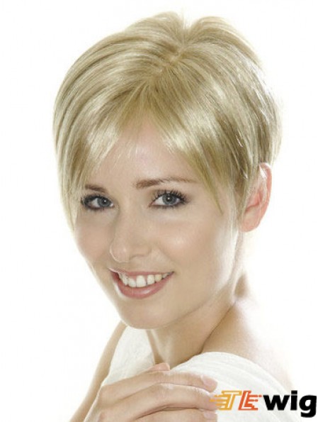 Soft Blonde Cropped Straight Boycuts Lace Front Wigs