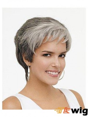 Synthetic Natural Short Wavy Grey Wigs