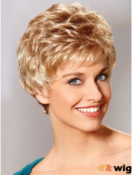 Auburn Boycuts Cropped Wavy Synthetic Petite Hand Tied Mono Wigs