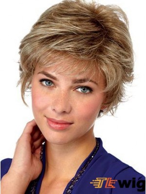 Hairstyles Blonde Short Wavy Layered Lace Front Wigs