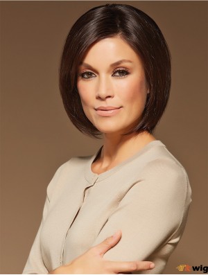 Bob Lace Front Wigs 100% Hand Tied Brown Color Chin Length