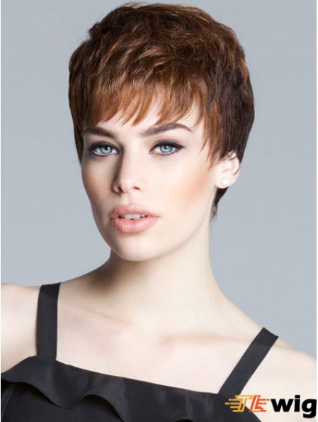 Sassy Brown Cropped Straight Boycuts Lace Front Wigs