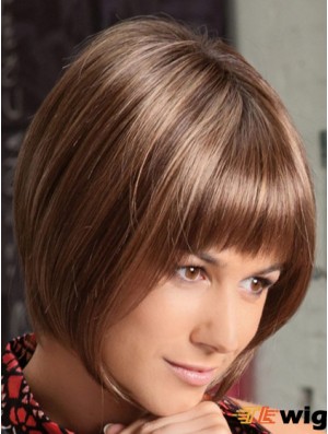 Lace Front Chin Length Straight Auburn Soft Bob Wigs