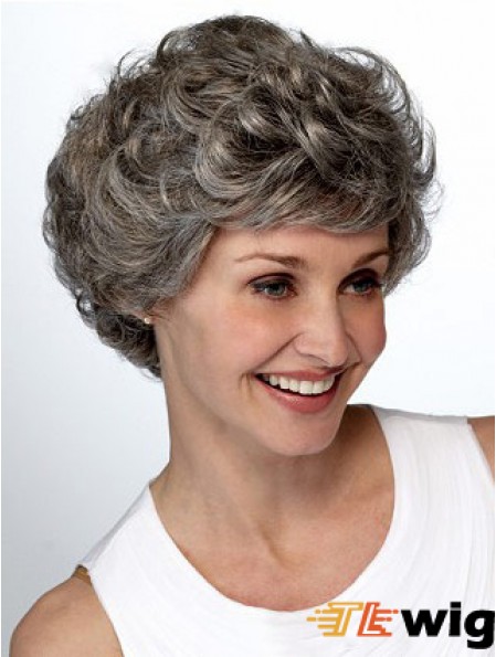 Synthetic Popular Short Wavy Grey Wigs
