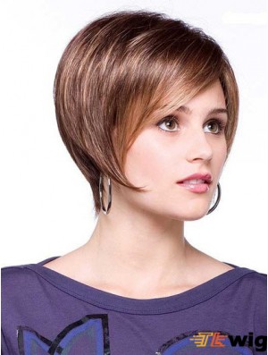 Short Brown Good 6 inch Straight Bob Wigs