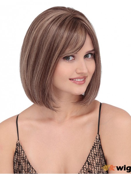 Straight Shoulder Length Blonde 12 inch Lace Front Discount Bob Wigs