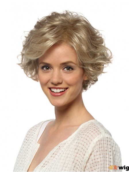 Curly Layered Short Blonde Hairstyles Lace Front Wigs