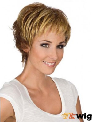 6 inch Modern Wavy Boycuts Blonde Short Wigs