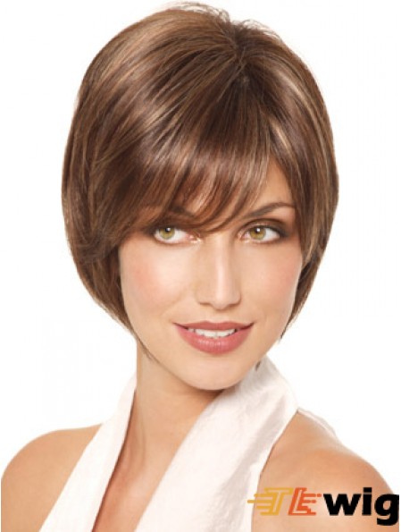 Chin Length Straight Monofilament Brown Fabulous Bob Wigs