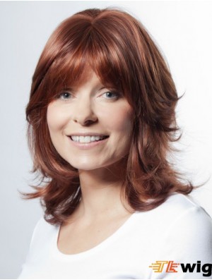 12 inch Auburn Shoulder Length Layered Wavy Incredible Lace Wigs