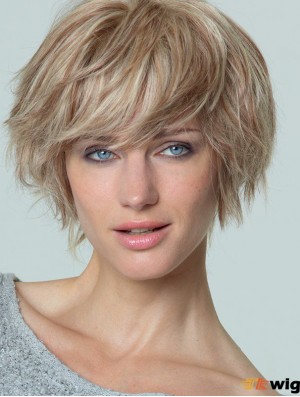 Short Straight Boycuts Blonde Popular 100% Hand-tied Wigs