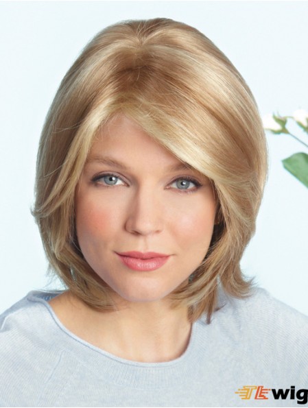 Layered Blonde Straight Shoulder Length 14 inch Ideal Medium Wigs