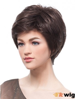 Flexibility Brown Short Straight Boycuts Lace Front Wigs