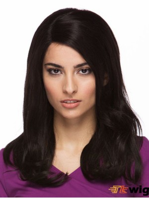 Black 14 inch Cheapest Long Straight Without Bangs Lace Wigs