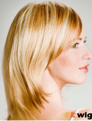 Shoulder Length Straight Layered Cheapest Blonde Lace Front Wigs