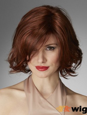 Chin Length Curly Layered Red Perfect 100% Hand-tied Wigs