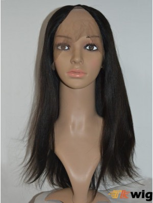 U Part Wig Cap With Lace Front Remy Long Length Black Color