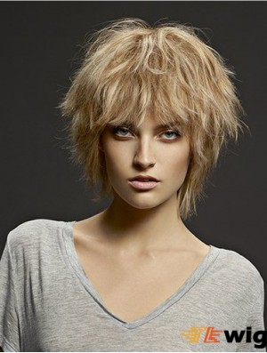 Chin Length Straight Layered Blonde Discount 100% Hand-tied Wigs