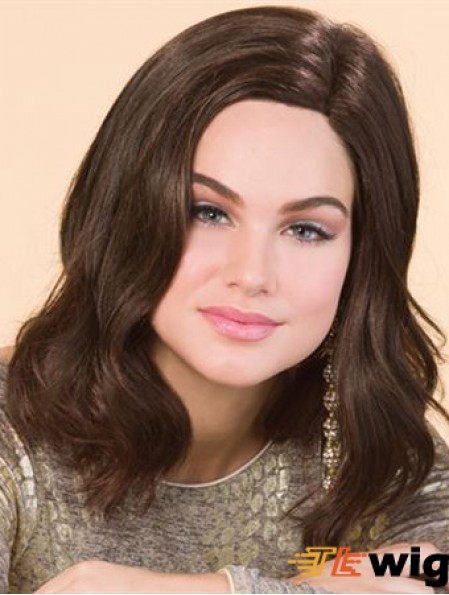 Shoulder Length Wavy Without Bangs Good Brown Lace Front Wigs
