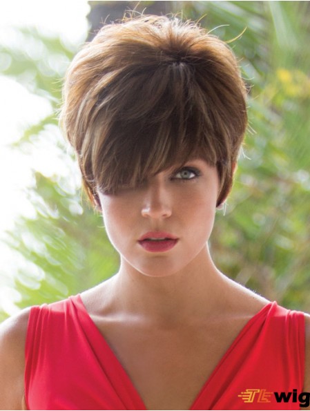 Brown 8 inch Trendy Short Wavy Boycuts Lace Wigs