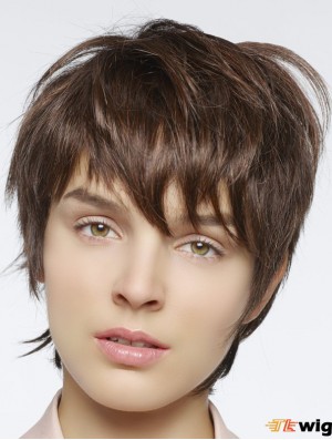Straight Boycuts Cropped Auburn Stylish Lace Front Wigs