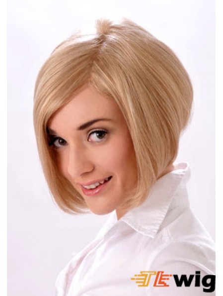 Chin Length Straight Monofilament Blonde Style Bob Wigs