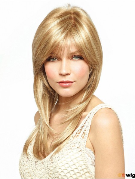 Cheapest Blonde Straight Layered Lace Front Long Wigs