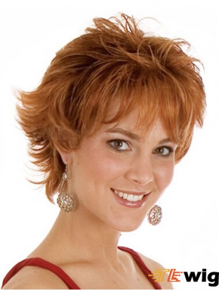 Layered Chin Length Wavy Auburn 8 inch Exquisite Monofilament Wigs