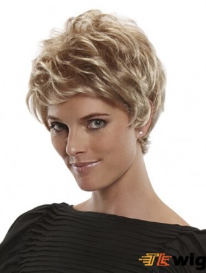 Short Straight Boycuts Blonde Flexibility 100% Hand-tied Wigs