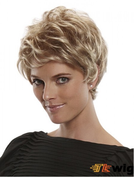 Short Straight Boycuts Blonde Flexibility 100% Hand-tied Wigs