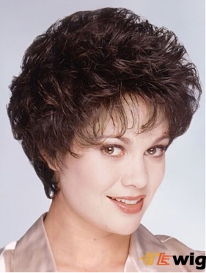 Layered Short Wavy Brown 8 inch Fashionable Monofilament Wigs