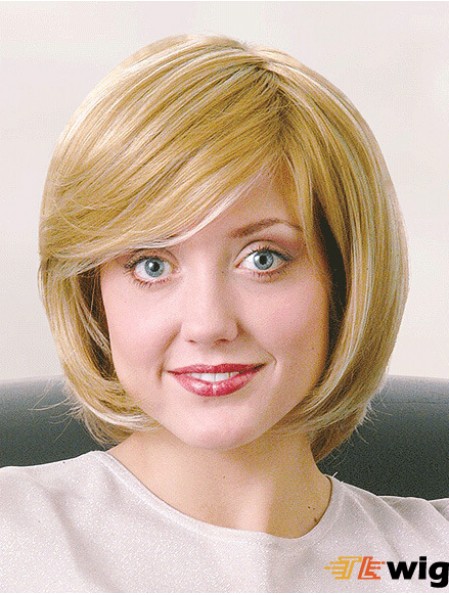 Bobs Chin Length Straight Blonde 12 inch Good Monofilament Wigs