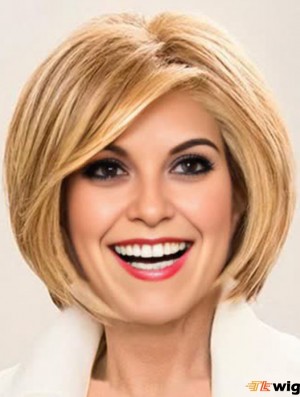 6 inch Chin Length Monofilament Blonde Bob Cut Wigs Women