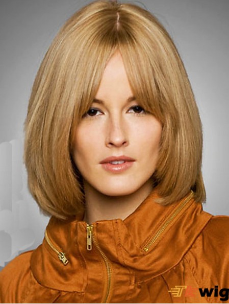 Wig Bob Style Chin Length Blonde Color Straight Style