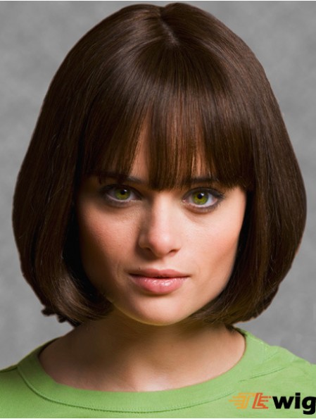 Wigs Bob UK With Synthetic Capless Brown Color Chin Length