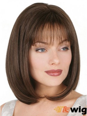 Straight Bob Wig Chin Length Brown Color Bobs Cut With Capless