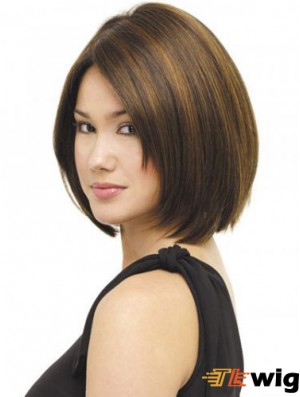 Capless Chin Length Straight Brown Beautiful Bob Wigs