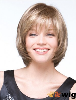 Capless Chin Length Straight Blonde Discount Bob Wigs