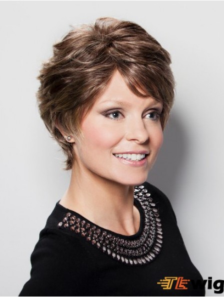 Wavy Short Brown 8 inch 100% Hand-tied Popular Bob Wigs