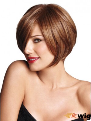 Capless Short Straight Brown Trendy Bob Wigs