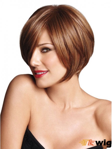Capless Short Straight Brown Trendy Bob Wigs