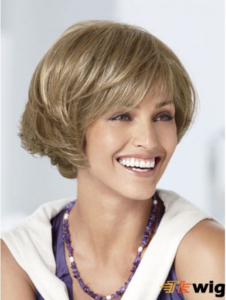 Capless Short Wavy Blonde Great Bob Wigs