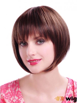 Capless Chin Length Straight Auburn Durable Bob Wigs