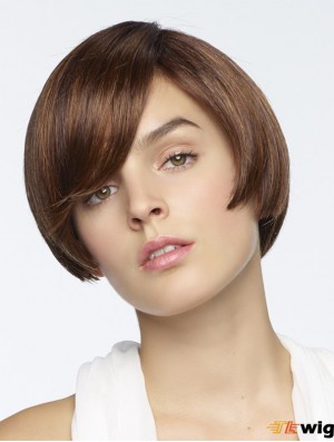 Straight Short Brown 6 inch Capless Ideal Bob Wigs
