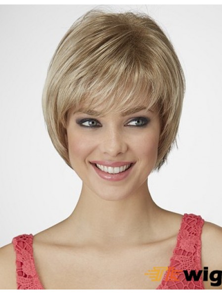 Straight Chin Length Blonde 9 inch Capless Beautiful Bob Wigs