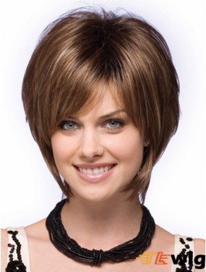 Capless Short Straight Brown Perfect Bob Wigs