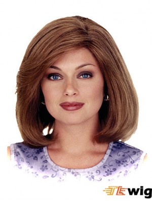 Straight Shoulder Length Auburn 12 inch 100% Hand-tied Ideal Bob Wigs
